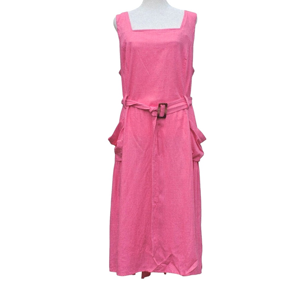 Maison Tara Sleeveless Dress Pink Belted Exposed Back Zipper Womens Size 18